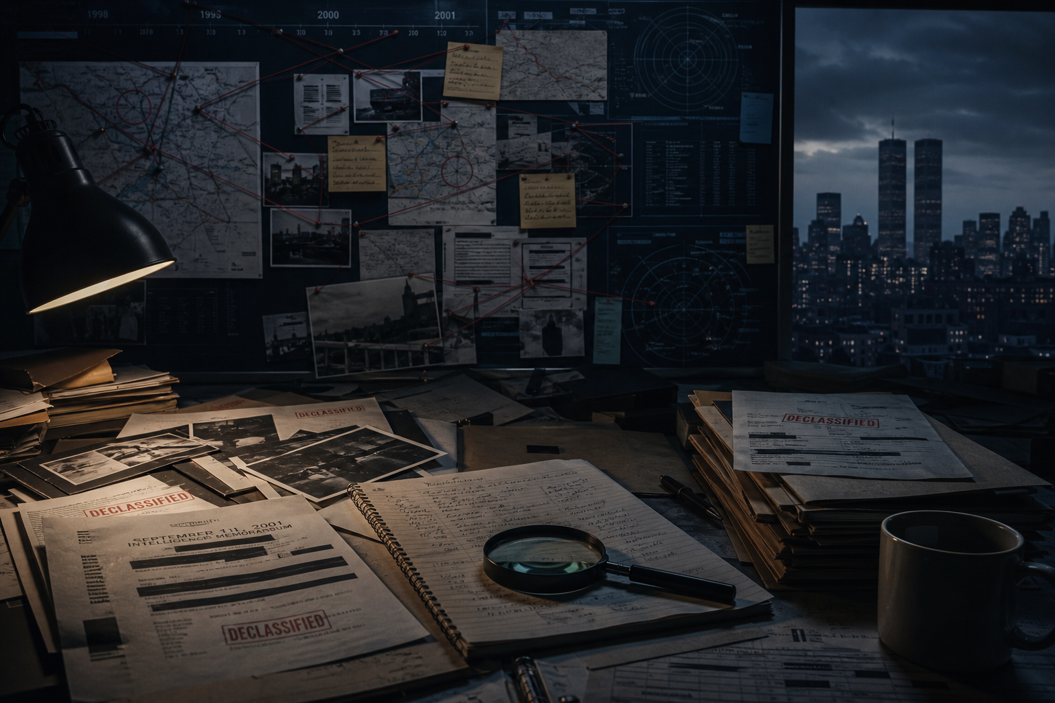 Illustrated intelligence failure and skyline reference