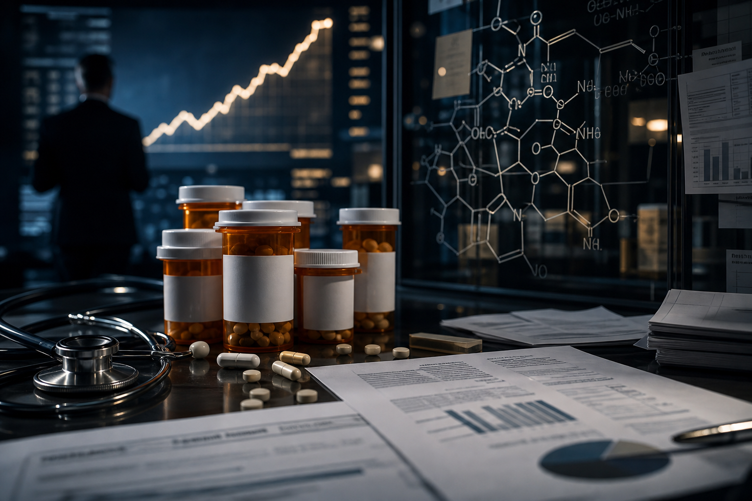 Illustrated pharmaceutical and chronic illness research graphic